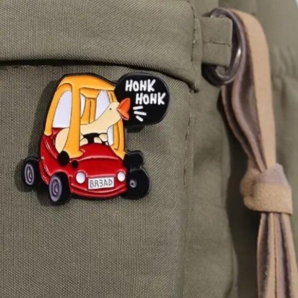 Duck Enamel Pin Honk Honk Tikes Car Funny Little Cartoon Goose Brooch Backpack - Picture 2 of 3